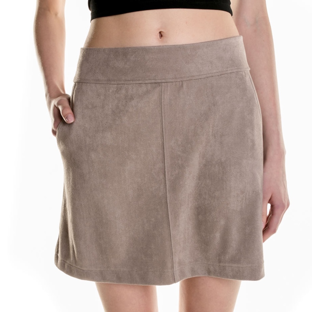 Taupe Vegan Suede Skirt